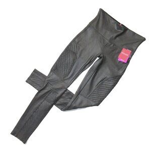 NWT SPANX 20136R High Waist Faux Leather Moto Leggings in Gunmetal M